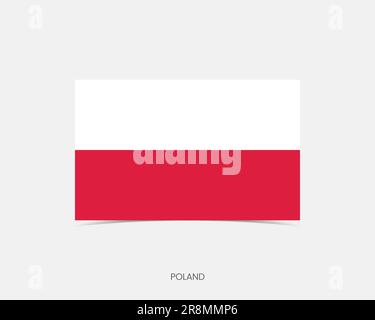 Poland flag - flat vector square with rounded corners and dropped ...
