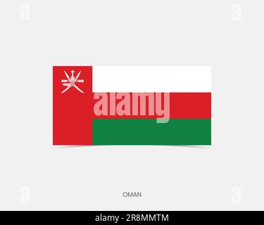 Oman Rectangle flag icon with shadow. Stock Vector