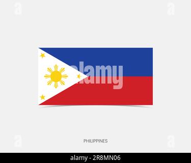 Philippines Rectangle flag icon with shadow. Stock Vector