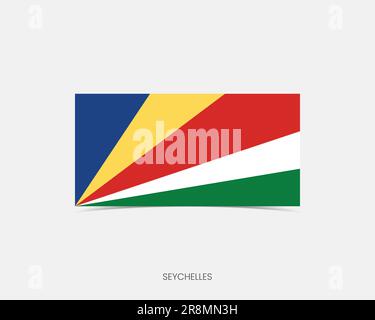 Seychelles Rectangle flag icon with shadow. Stock Vector