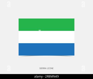 Sierra Leone Rectangle flag icon with shadow. Stock Vector