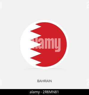 Bahrain round flag icon with shadow. Stock Vector