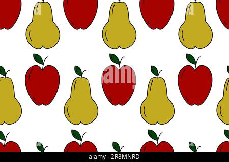 Endless pattern of seasonal fruits apple and pear. Isolate. Happy Thanksgiving day. Vector. EPS. Design for wrapping, wallpaper, poster, banner, broch Stock Vector