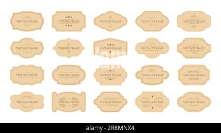 Retro ornamental labels. Vintage decorative text frames with ...