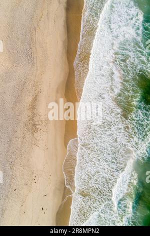 Top view aerial image from drone of an stunning beautiful sea landscape beach with turquoise water with copy space for your text Stock Photo