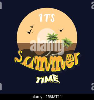 It's summer time vector typeface vintage t shirt design Stock Vector