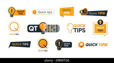 Quick tips letterings set Stock Vector