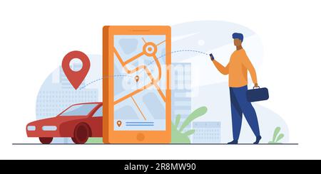 Customer using online app for taxi order or car rent Stock Vector