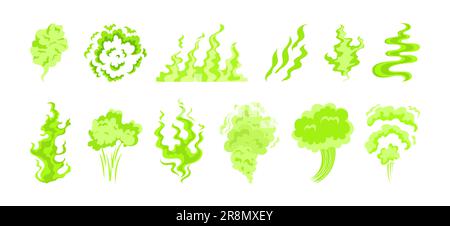 Green toxic smoke set Stock Vector
