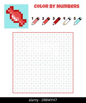 Color by numbers. Coloring book for kids.Pixel art Stock Vector