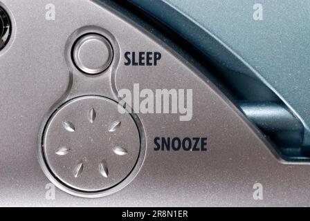 Sleep and Snooze button of a clock radio Stock Photo