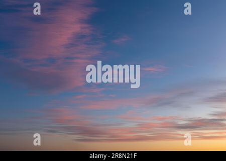 Orange dramatic sunset sky background overlay. Ideal for sky replacement, screen saver or any other application Stock Photo