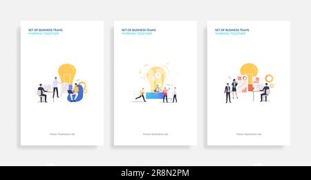 Set of business teams working together Stock Vector
