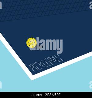 Pickleball court and ball flat Stock Vector