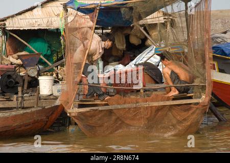 Floating Village, Lake Tonle Sap near Siem Reap, Cambodia Stock Photo