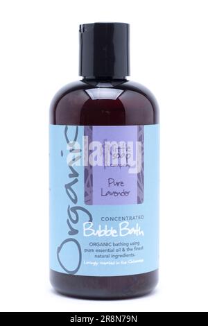 Bottle of Little Soap Company Organic Pure Lavender Bubble Bath Stock Photo