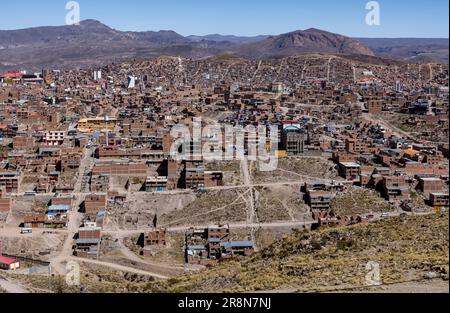 Potosi, a mining town below the mighty Cerro Rico full of silver and zinc mines in the Bolivian Andes in South America Stock Photo