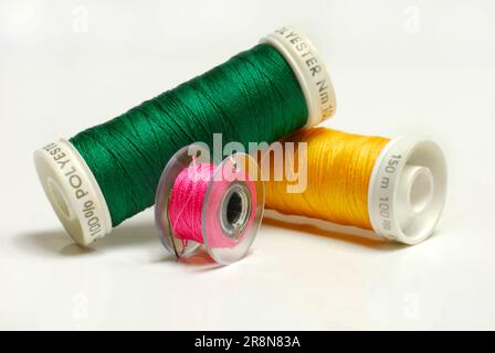 Bobbin, sewing thread, thread reel, freespace, object, thread, bobbin, reel, rolls, spools Stock Photo
