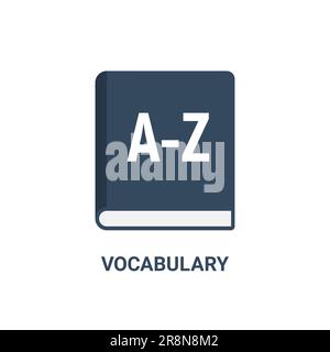 Vocabulary grammar english icon. Language dictionary glossary study symbol foreign vocabulary book. Stock Vector