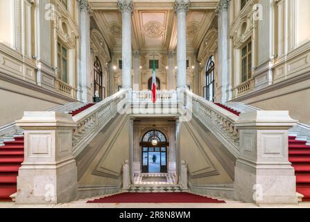 Staircase, Museo Nazionale del Risorgimento, Palazzo Carignano, Turin, Piedmont, Italy Stock Photo