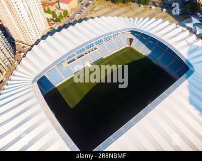 Batumi, Georgia - 4th august, 2022 : Aerial top view of Football club FC Dinamo Batumi stadium ( Adjarabet arena ). Modern architecture buildings and Stock Photo