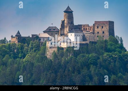 Stara Lubovna Castle with beautiful clouds in the sky, Slovakia Stock Photo