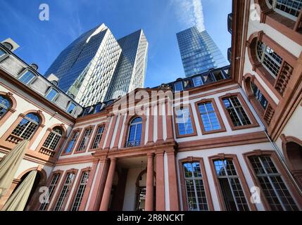 Palais Thurn und Taxis and office tower Nextower and JW Marriott Hotel, Palaisquartier, Frankfurt am Main, Hesse, Germany Stock Photo