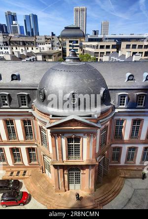 Palais Thurn und Taxis and high-rise buildings in the background, Palaisquartier, Frankfurt am Main, Hesse, Germany Stock Photo