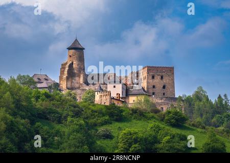 Stara Lubovna Castle with beautiful clouds in the sky, Slovakia Stock Photo