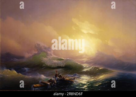 The Ninth Wave by Ivan Aivazovsky, 1850, oil on canvas, 221×332 cm, State Russian Museum, Saint Petersburg. Stock Photo