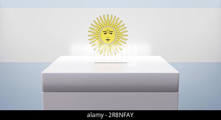 Argentina elections, Voting box and national flag. 3d render Stock Photo