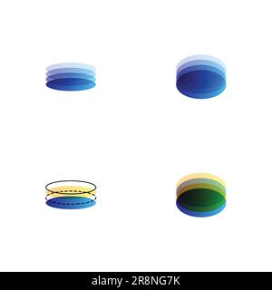 Layered paper circles stacks set Stock Vector
