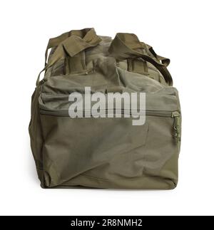 Army duffle bag isolated on white. Military equipment Stock Photo