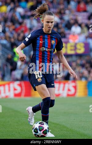 BARCELONA - MAR 21: Graham Hansen in action during the Women's Champions League match between FC Barcelona and AS Roma at the Camp Nou Stadium on Marc Stock Photo