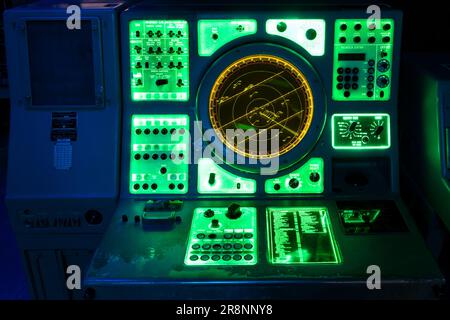 Vintage radar screen on USS Midway, San Diego Stock Photo