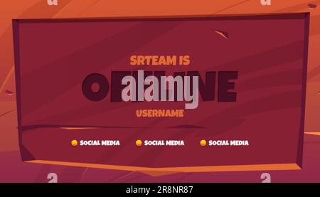 Stream is offline twitch cartoon background vector label. Creative game banner design template for broadcast video screen overlay. Esport gamer cover Stock Vector