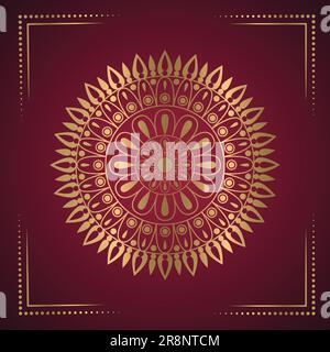 Vector Luxury ornamental mandala background with red arabesque pattern arabic islamic design Stock Vector