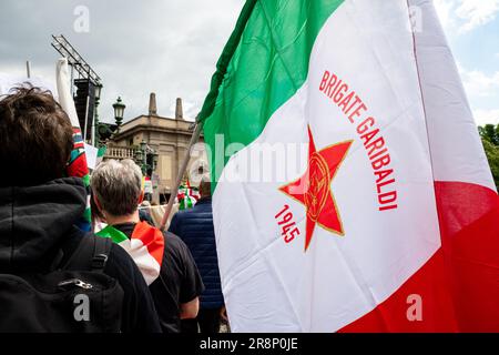 25 April - Manifestation for the liberation of Italy from Nazi-fascist occupation. Bergamo, Italy. Stock Photo