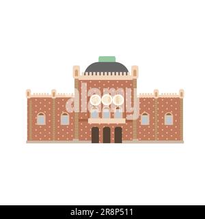 Museum, european colorful old Palace. Austrian style. historic facade. Traditional architecture. Vector illustration flat cartoon style Stock Vector