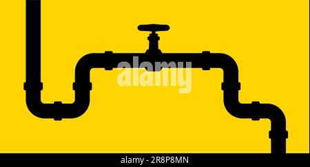 The pipeline with stopcock gas oil plumbing background drain infographic metal valve vector technology system construction. Stock Vector