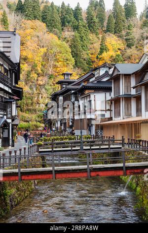 Ginzan Hot Spring Stock Photo