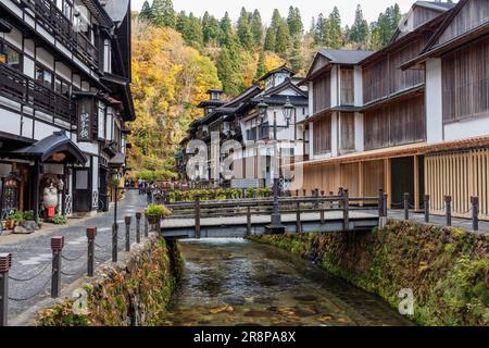 Ginzan Hot Spring Stock Photo