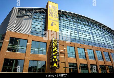 Gainbridge Fieldhouse in Downtown Indianapolis - INDIANAPOLIS, UNITED STATES - JUNE 05, 2023 Stock Photo