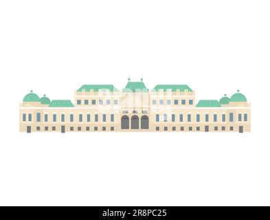 european colorful old Palace. Austrian style. historic facade. Traditional architecture. Vector illustration flat cartoon style Stock Vector