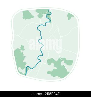 Сity map Rome, flat colored urban road plan with green areas and city borders. vector illustration isolated on white Stock Vector