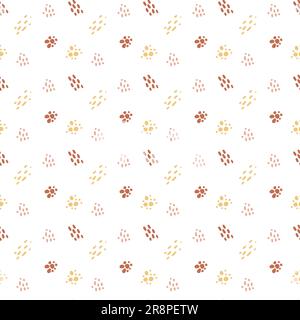 Cute seamless pattern with hand drawn doodle elements. Small colored rainbow and abstract spots. Vector illustration Stock Vector