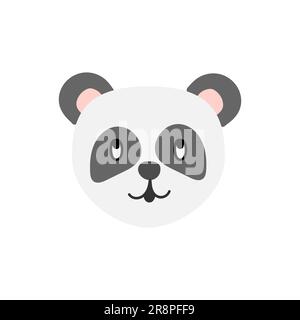 Hand drawn cute panda. Childish animal white bear with grey eyes and pink ears. Vector illustration isolated on white. Stock Vector