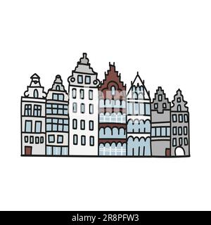 Colored linear Vector icon of tourist european landmark building and travel destinations for vacations and weekend. linear style architecture collecti Stock Vector