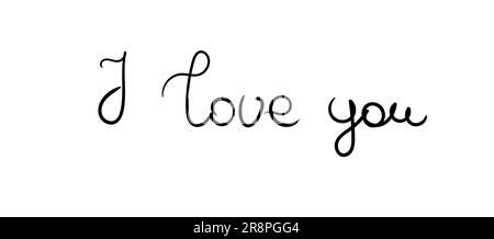 Hand drawn lettring I love you. Black quote isolated on white background. beautiful calligraphy Stock Vector