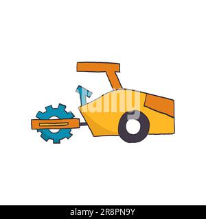 cute vehicle for kids design. Hand drawn transport icon of builder. Colored detailed car vector illustration. Stock Vector